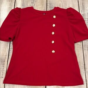 SHEIN Red Blouse with Gold Buttons